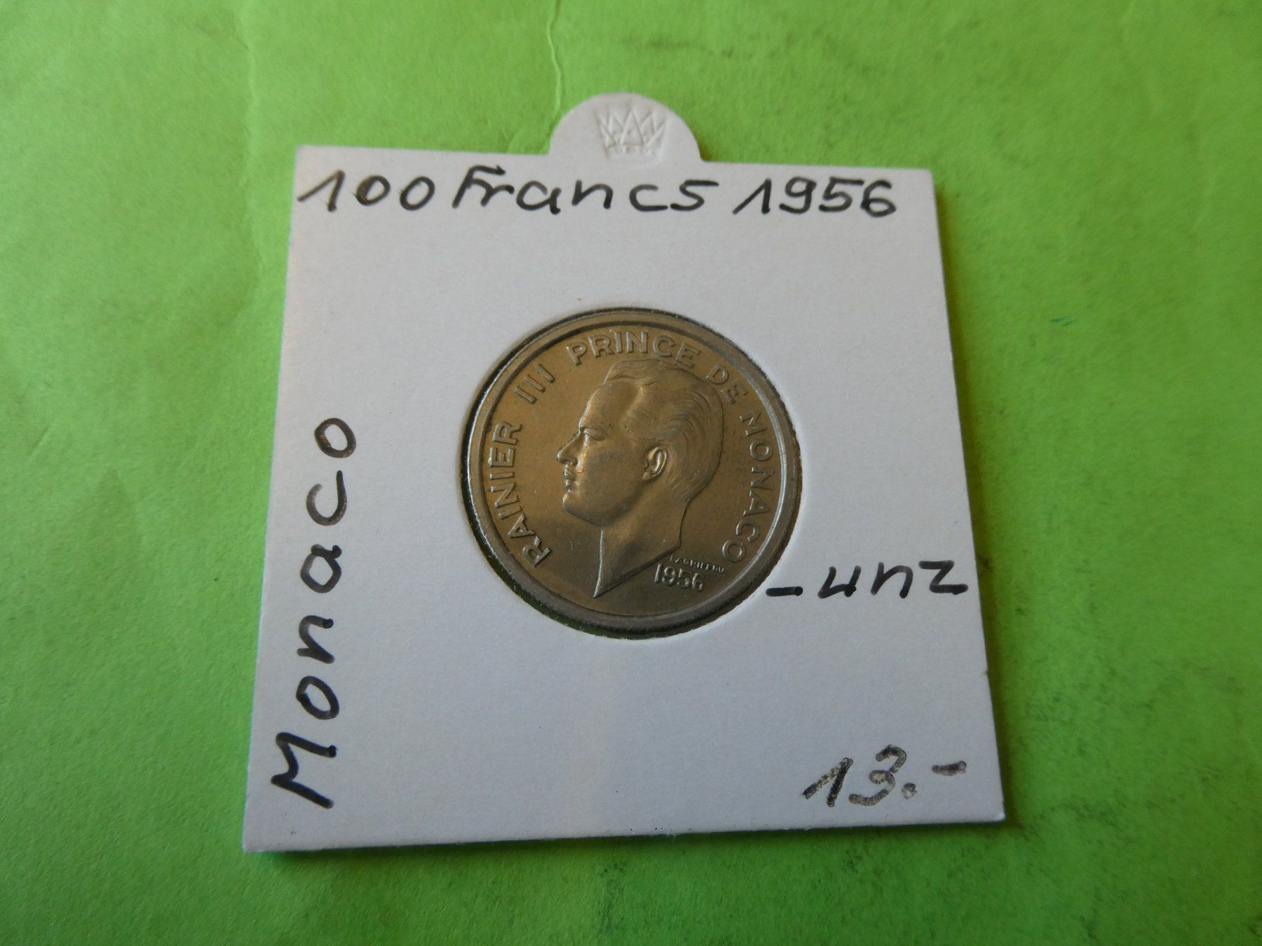 Tutti le monete: Monaco 1956, 100 Francs - unz – Usato da Hinterforst venduto da Rohusri