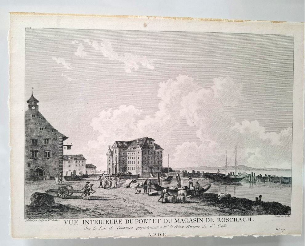 Dipinti: Rorschach Hafen Kornhaus Radierung 1780 Pérignon – Usato da Wil SG venduto da Restwert_Wil 5