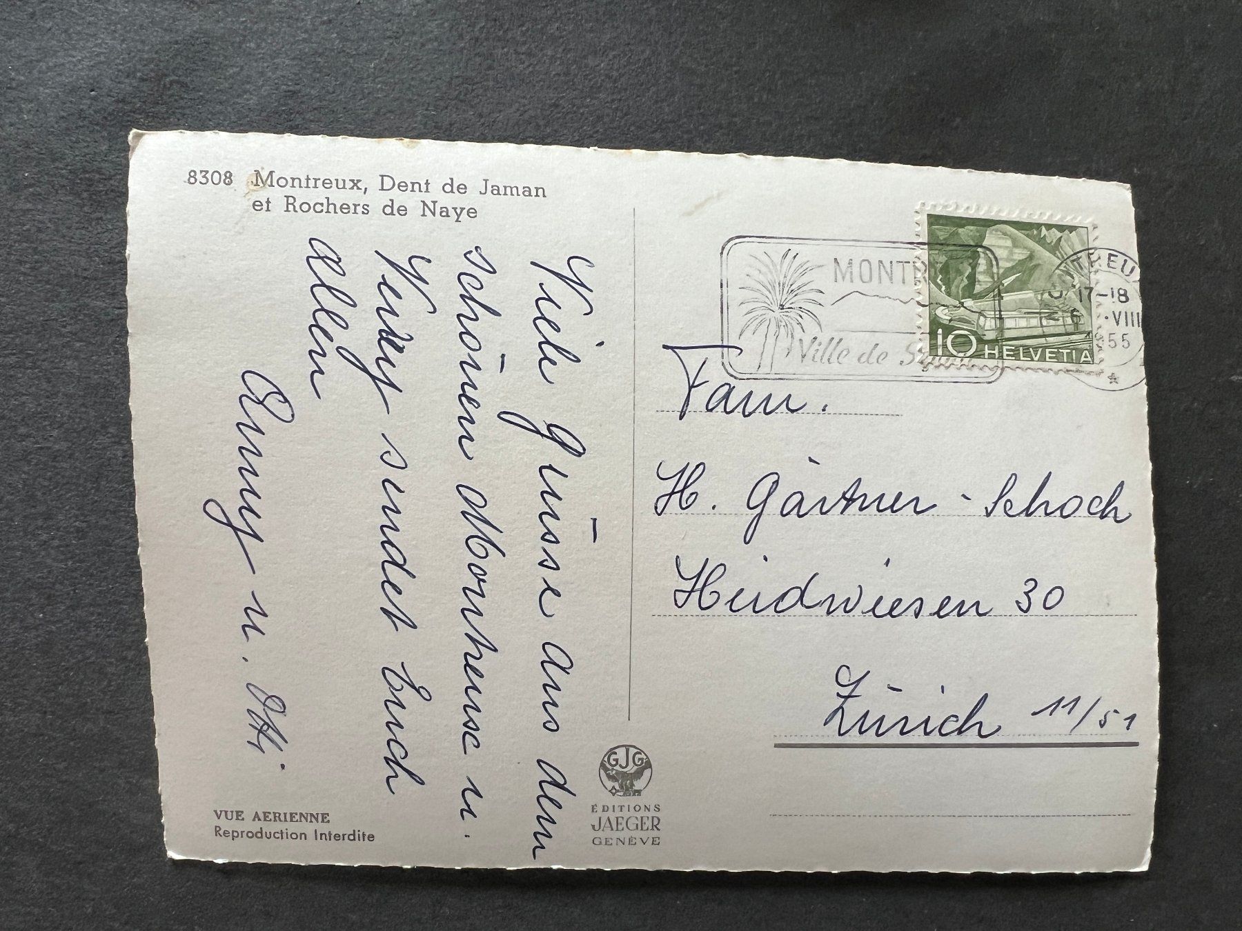 Cartes postales: Ansichtskarte Montreux 1955  (M199) – D'occasion à Hinwil par Sidi4 1