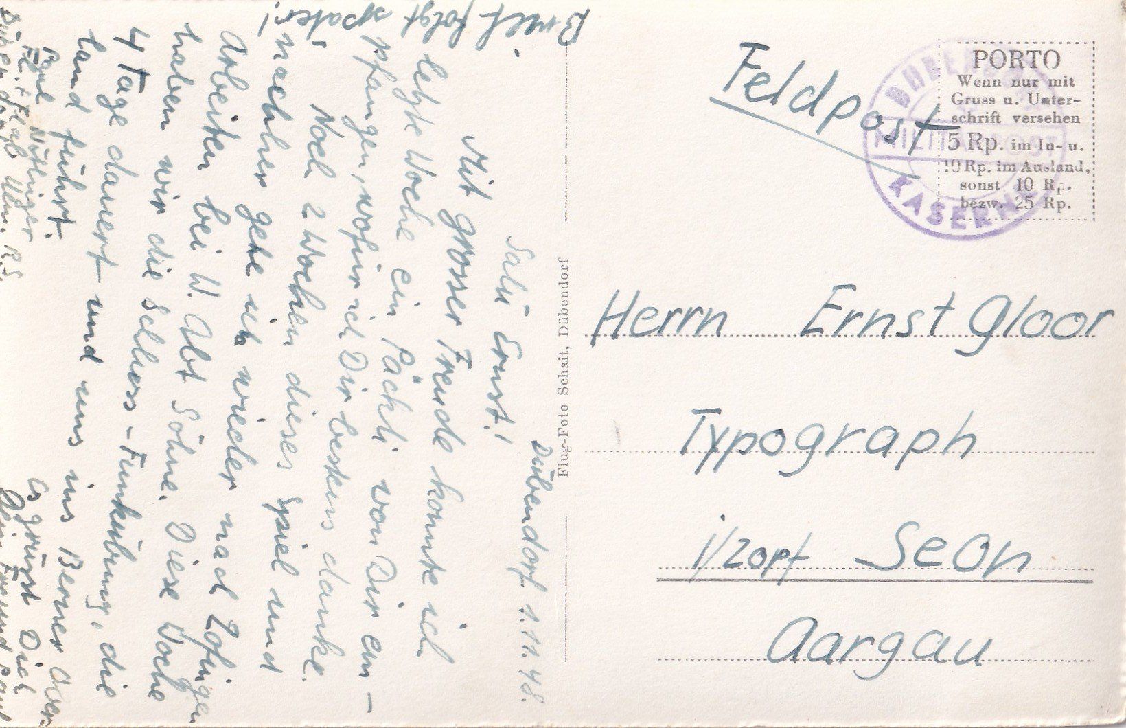 Cartoline postali: Flugzeug Ju 52 im Flug Feldpoststempel – Usato da Olten venduto da clotaldi 1