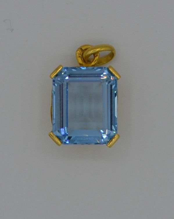 Pendentif Vintage En Argent Avec Aigue-marine - Bijou Ancien Français N°5040