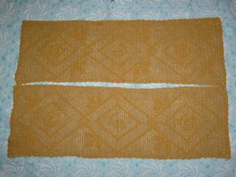 2 Häkeldecken / Tischläufer, curry, Handarbeit, Boho-Style