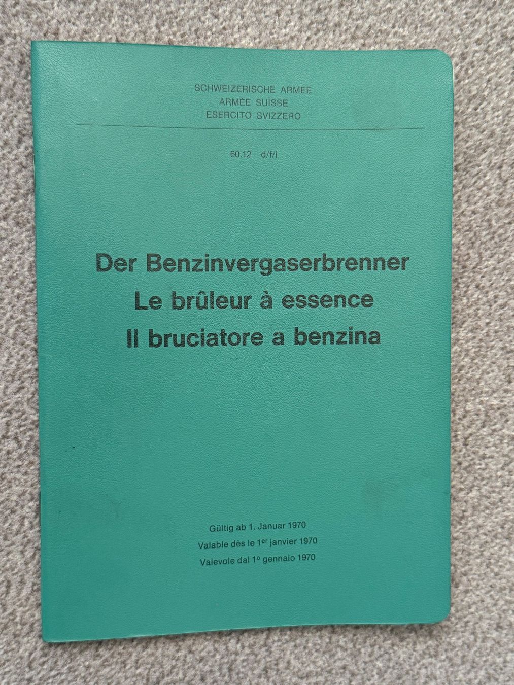 Libri: Reglement: Der Benzinvergaserbrenner - Schweizer Armee – Usato da Brütten venduto da Hst1