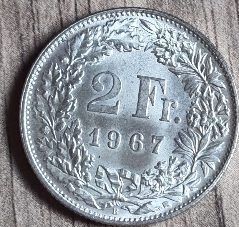 Tutti le monete: 2 Franken 1967 gebraucht, Silber – Usato da Zeiningen venduto da lidokorklin
