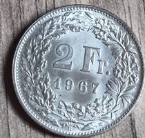 2 Franken 1967 gebraucht, Silber