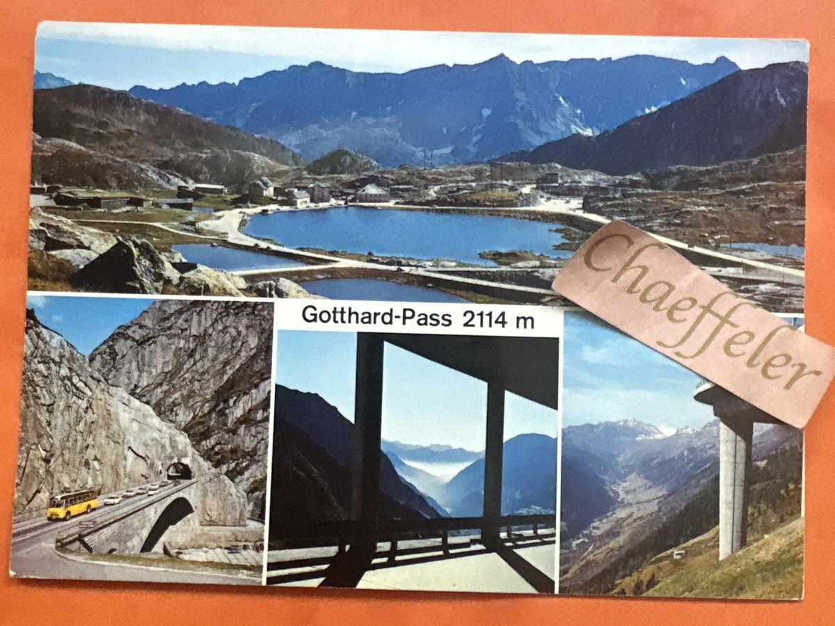 Cartoline postali: Ansichtskarte 1984 Gotthard-Pass 2114 m Alpenlandschaft – Usato da Zürich venduto da Chaeffeler