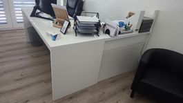 Bürotisch weiss L-Form 2 Teilig gebraucht