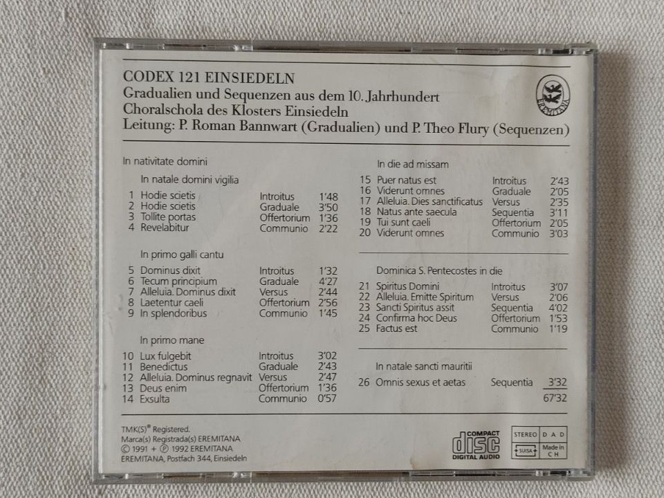 CD: CD Kloster Einsiedeln "Codex 121" Gradualien und Sequenzen – Usato da Zürich venduto da imago6912 1