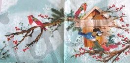 Serviette x-mas bird house (w538)