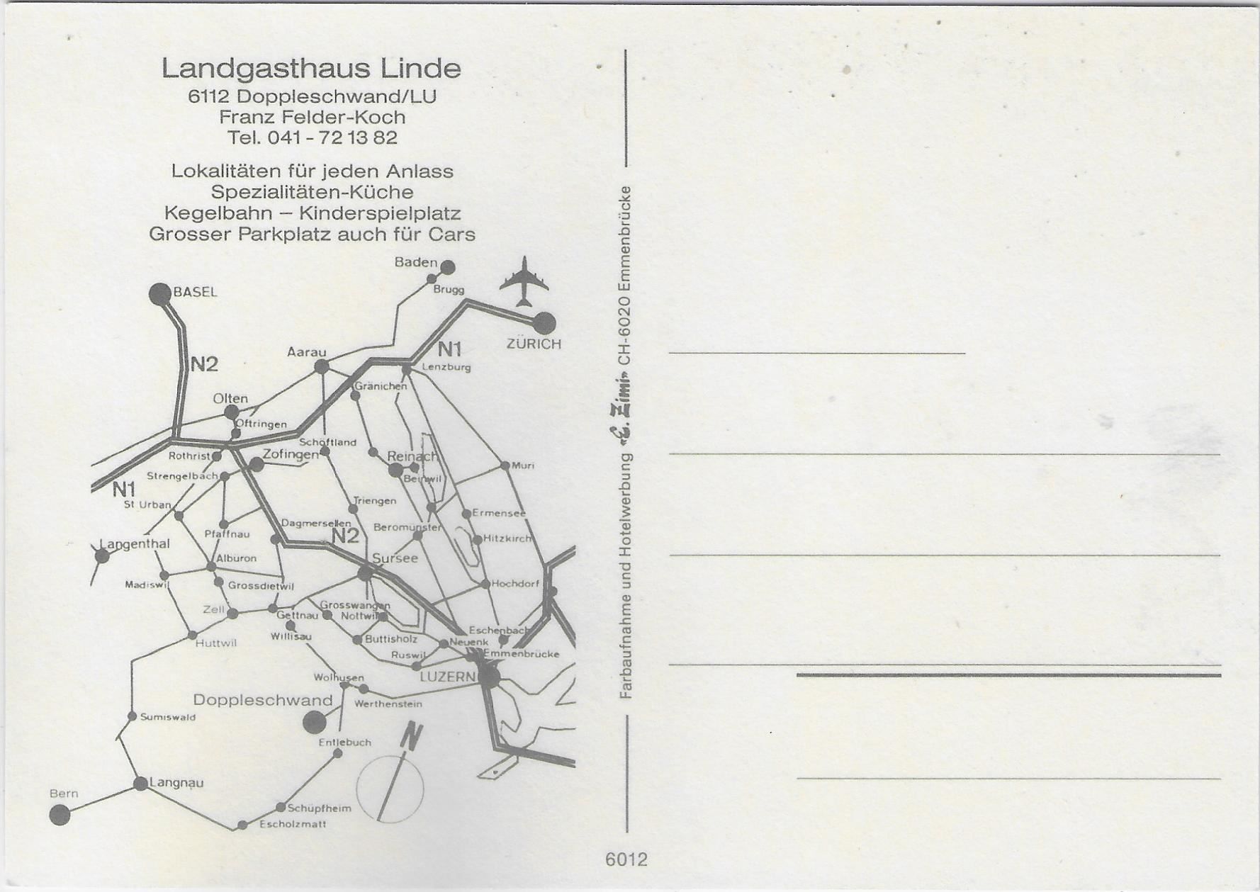 Cartoline postali: Doppelschwand - Hotel-Restaurant Linde – Usato da Ettingen venduto da Kartenplanet 1