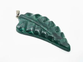 Malachit Kettenanhänger Blatt Vintage (Geklebt)
