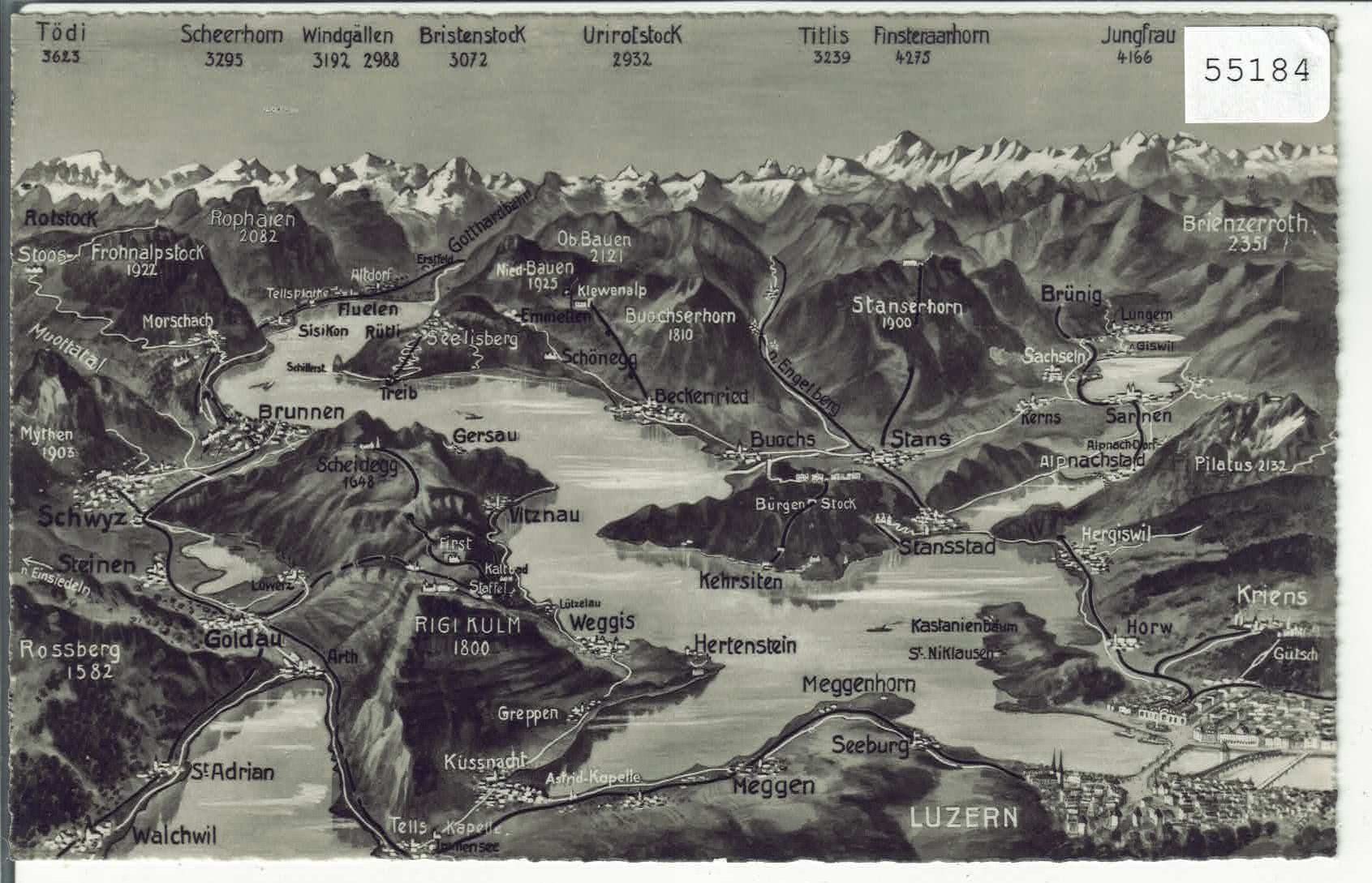 Cartoline postali: Luzern - Vierwaldstättersee - Panorama – Usato da Ettingen venduto da Kartenplanet