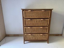 Rattan Kommode mit 4 Schubladen