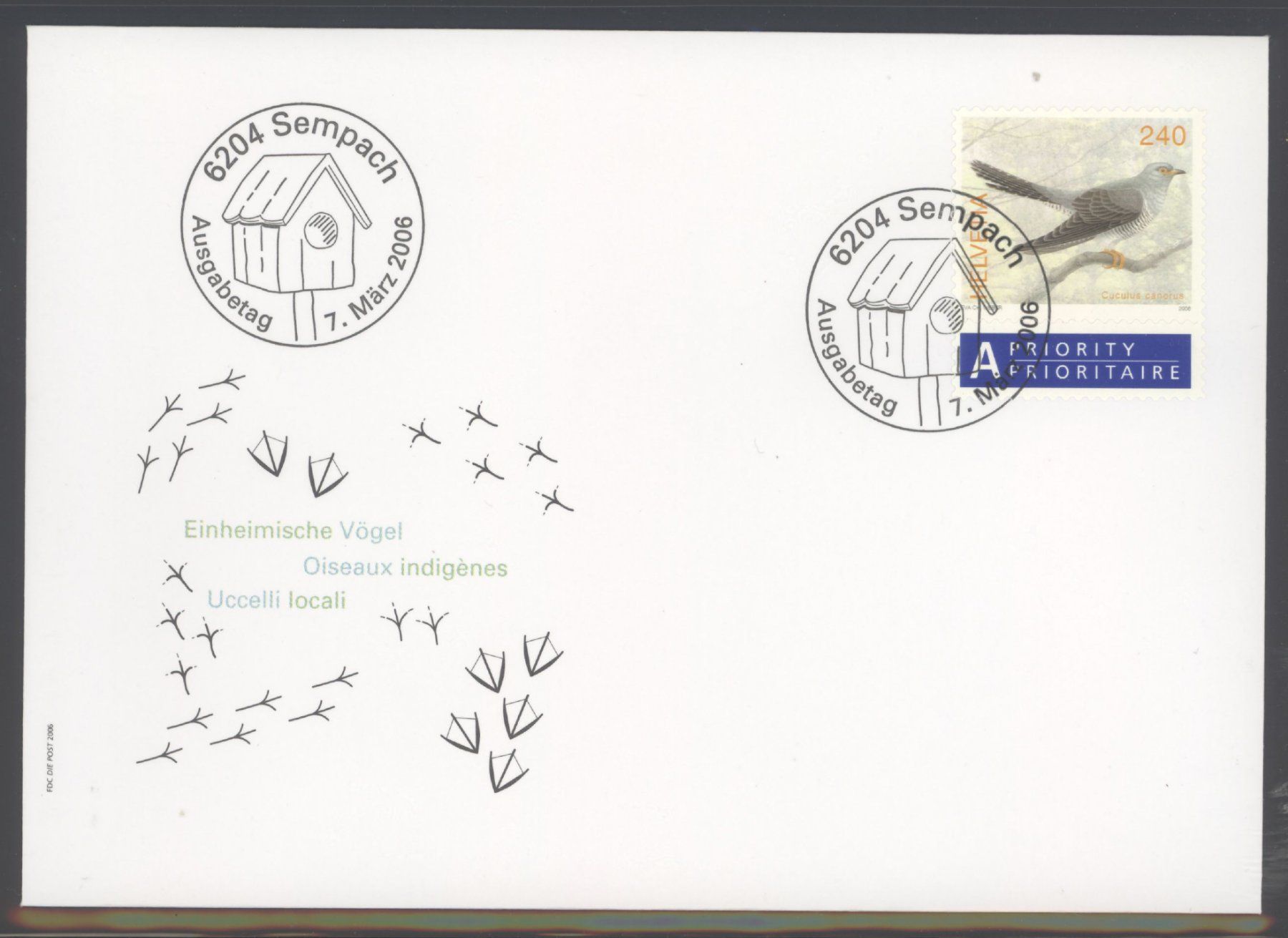 Tutti i francobolli: 2006, FDC, Dauermarke Einheimische Vögel – Usato da Willisau venduto da Vollstempel