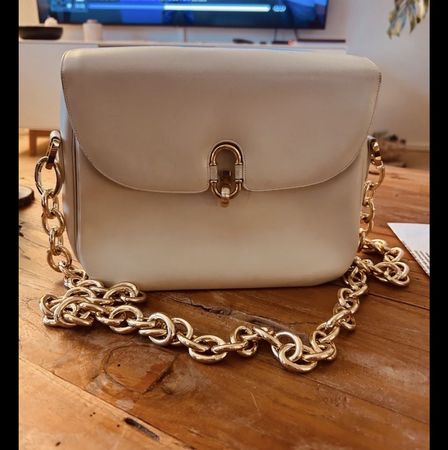 Vintage Leder Tasche Beige 