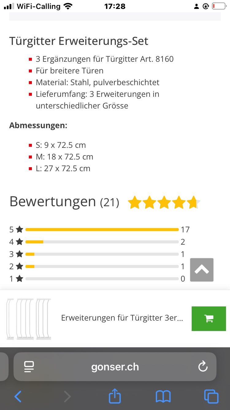 Altro: Tuergitter Treppenschutzgitter, 72-83cm – Nuovo e nell'imballaggio originale da Hinwil venduto da bolmar1006 2