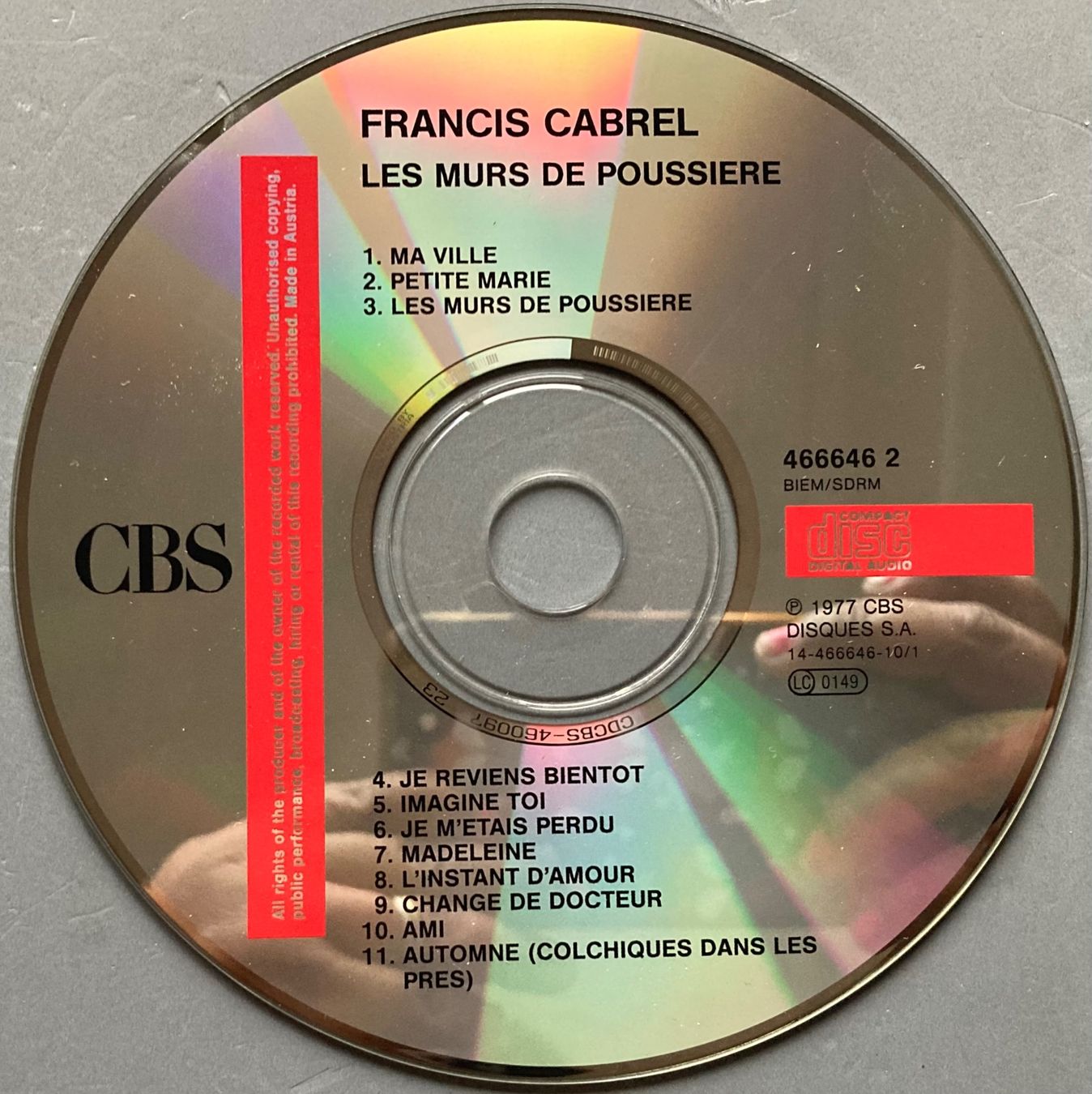 Dischi in vinile: FRANCIS CABREL - LES MURS DE POUSSIERE – Usato da Poliez-Pittet venduto da Newtown-Records 2