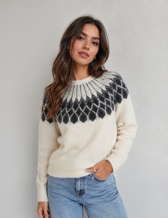 Wollpullover mit Argyle-Muster, Grösse S, Winter-Warm