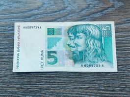 Kroatien 5 Kuna 1993 Serie A..A, selten !!!!!!!