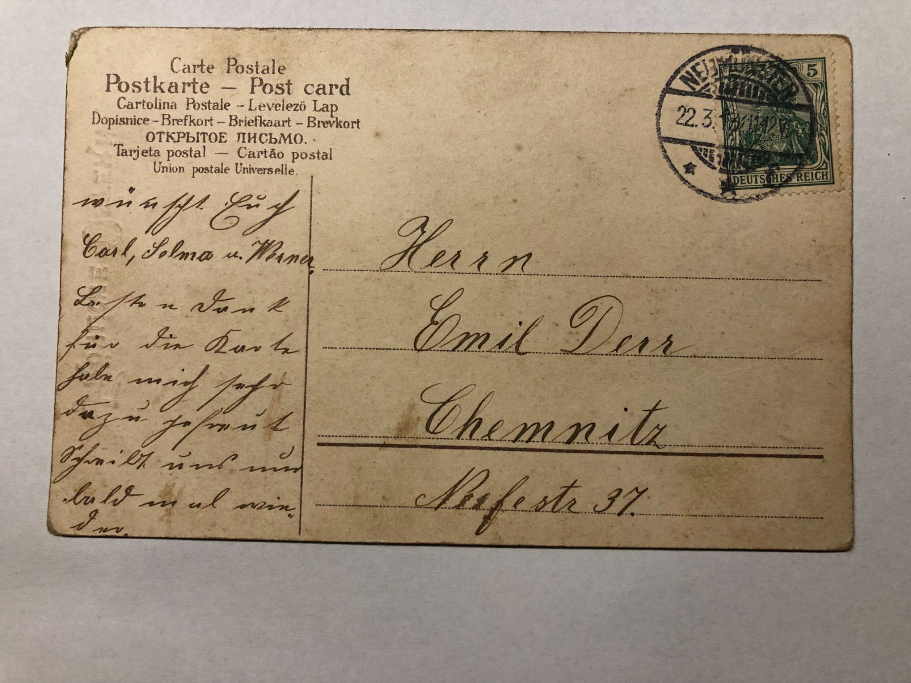 Cartoline postali: Fröhliche Ostern - Riesenei - Knabe mit Hasen 1913 – Usato da Pfäffikon ZH venduto da Waltoversand 1