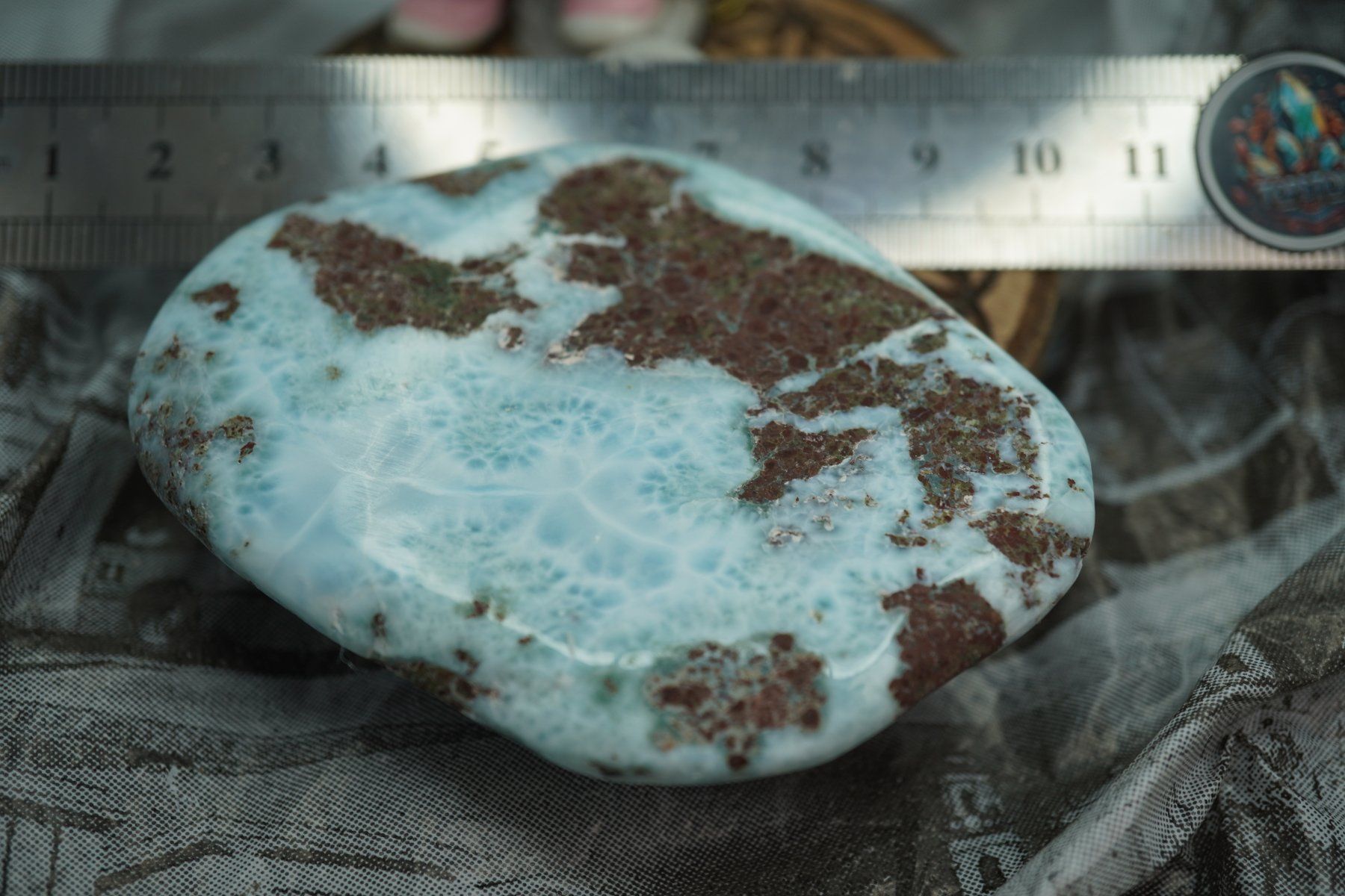 Minerali & Pietre curative: 72g   XL   Larimar Scheibe – Nuovo e nell'imballaggio originale da Eschenbach SG venduto da topstone 4