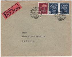 Express Beleg von BIEL/BIENNE 20.III.47 - Pro Juventute MiF