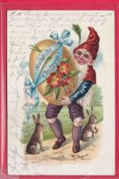 PRÄGE-ZWERGENKARTE, FRÖHLICHE OSTERN, 23.4.1905