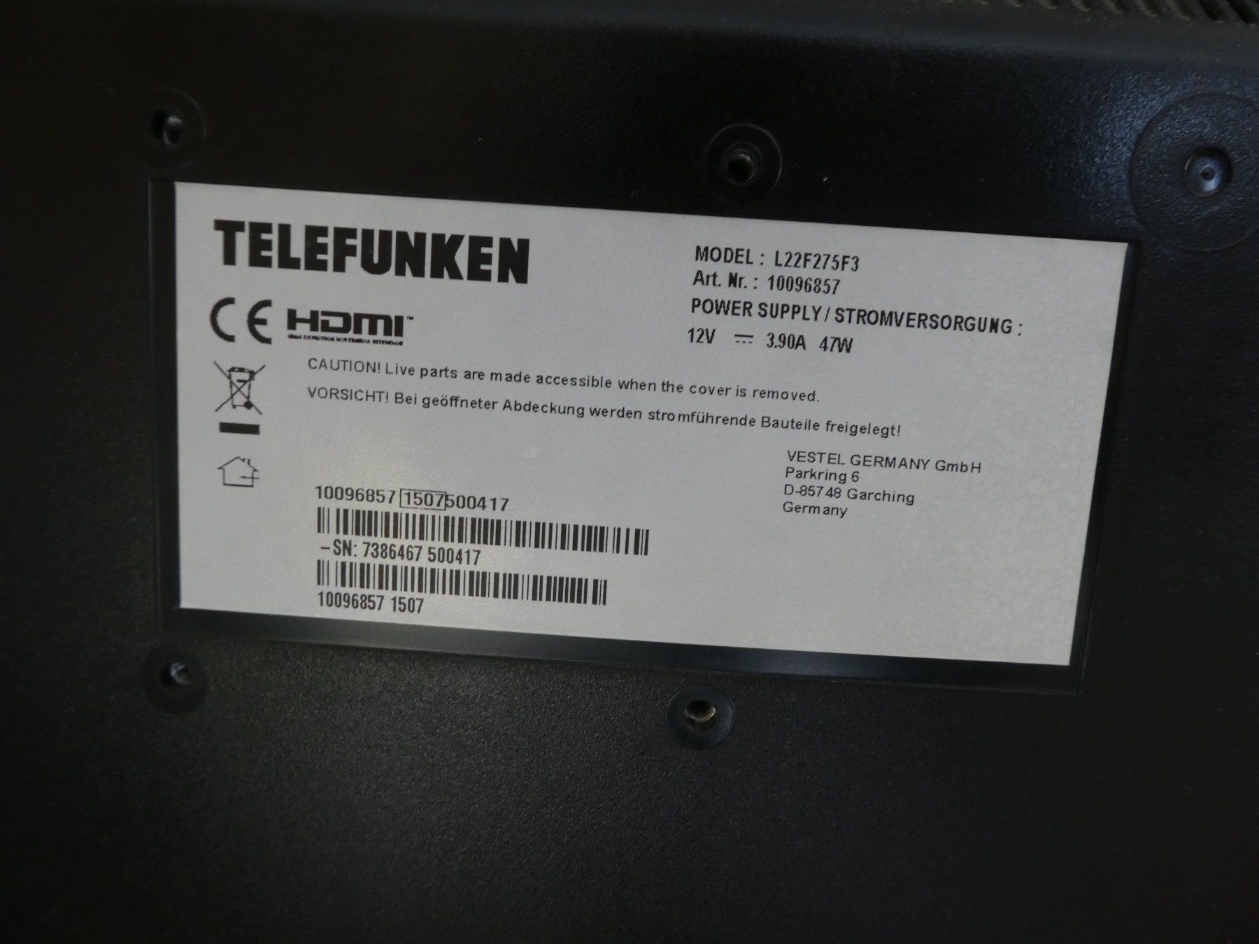 Televisori: TV Telefunken 12 Volt inkl. Antenne – Usato da Therwil venduto da Gtruli 1