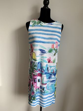 BOGNER: Herrlich buntes, bequemes Sommerkleid, 2 Taschen, 38