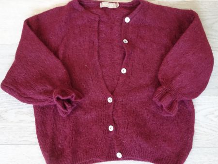 Strickjacke mit 1/2 Ärmeln, bordeaux dunkel rot, Gr. 42
