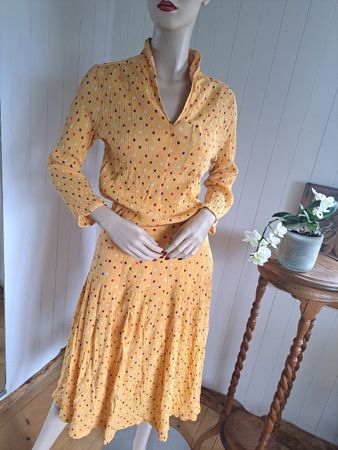 BOGNER Musselin Twin Set 38 40 Jupe + Bluse 90s Vintage