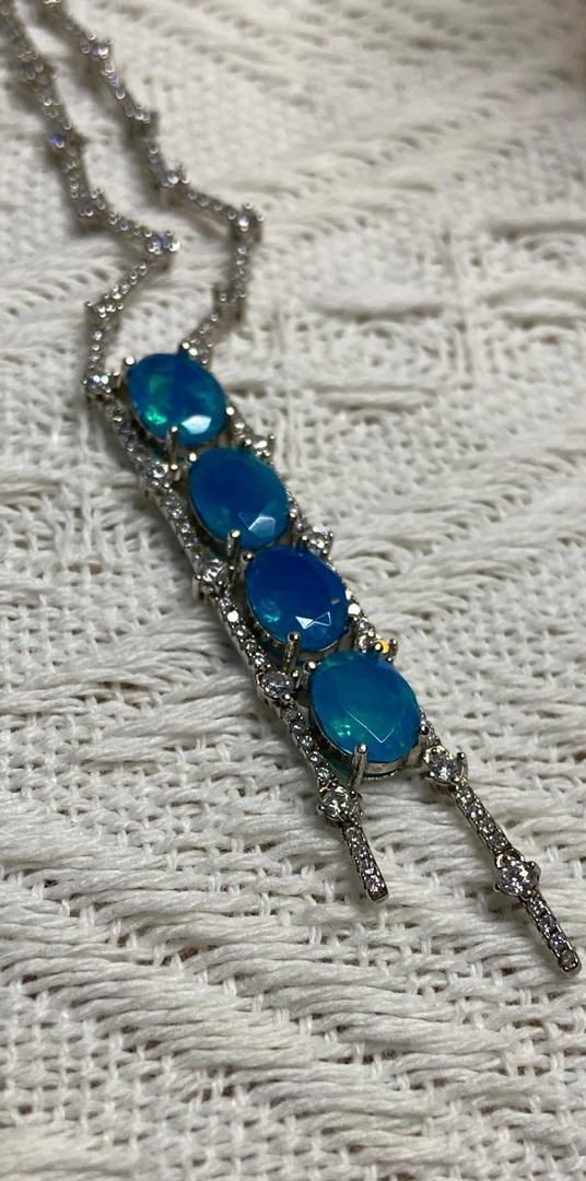 Catenine: Blue Opal Halskette, Asymetrisch Silber 925 – Usato da St. Gallen venduto da GIULESGG 7