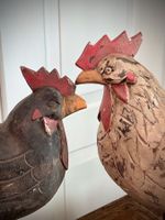 Hahn & Henne – Vintage coq en bois sculpté, Frankreich