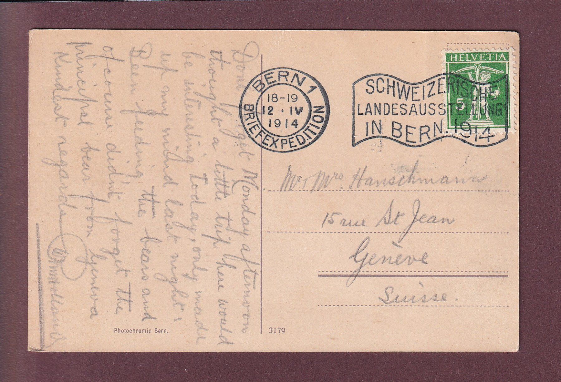 Cartoline postali: BERN - Bärengraben - 1914 – Usato da Pully venduto da nicecards 1