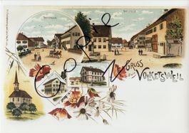 Gruss aus Volketsweil  -  (Litho-Ansicht um 1900)