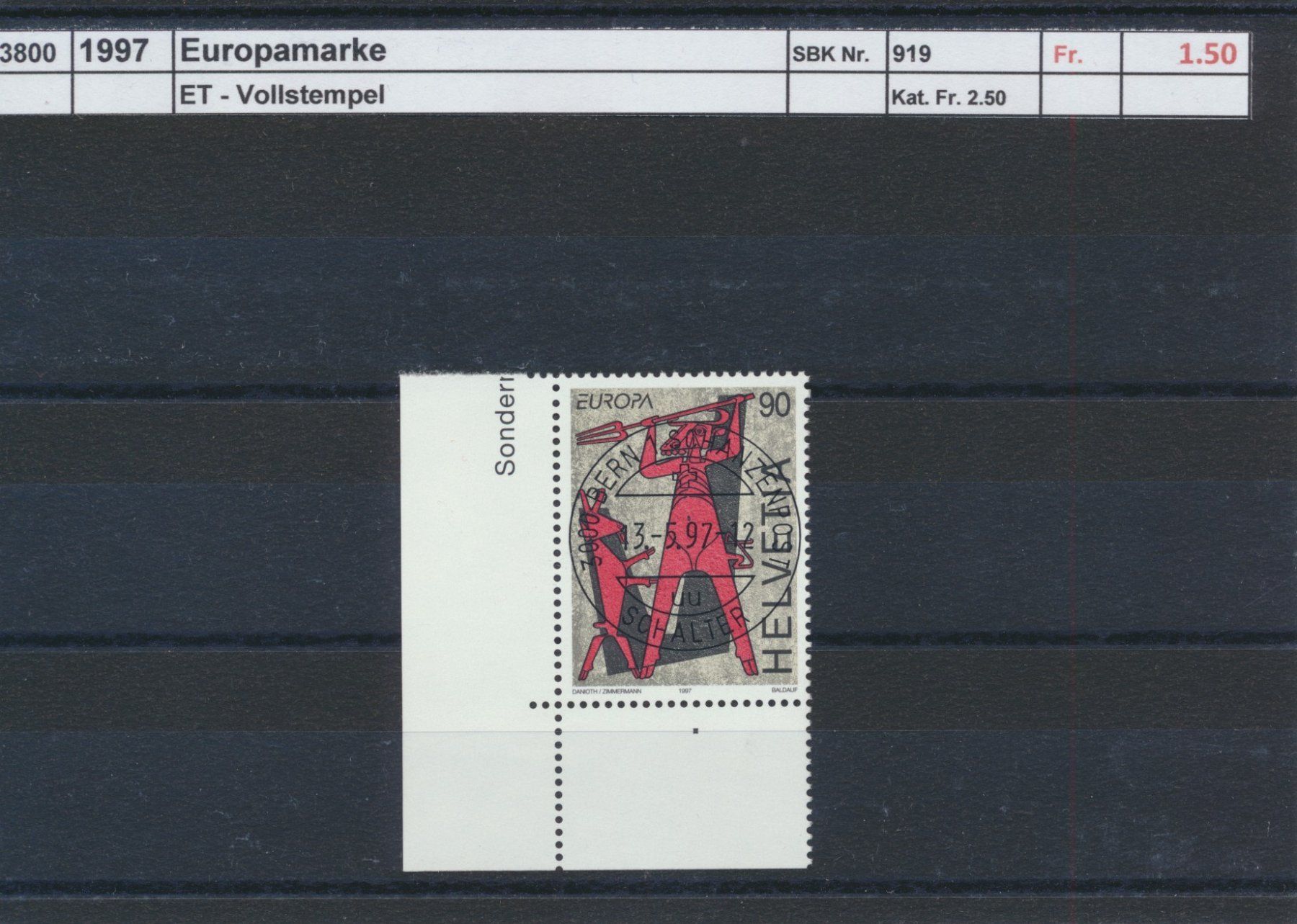 Tutti i francobolli: 1997 "Europamarke", ET - Vollstempel – Usato da Winterthur venduto da Zupogeru