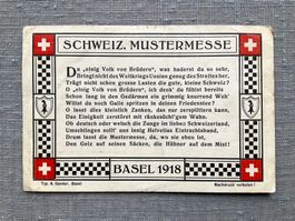 ⚫️ Postkarte Schweiz. MUSTERMESSE Basel 1918 – ungelaufen ⚫️