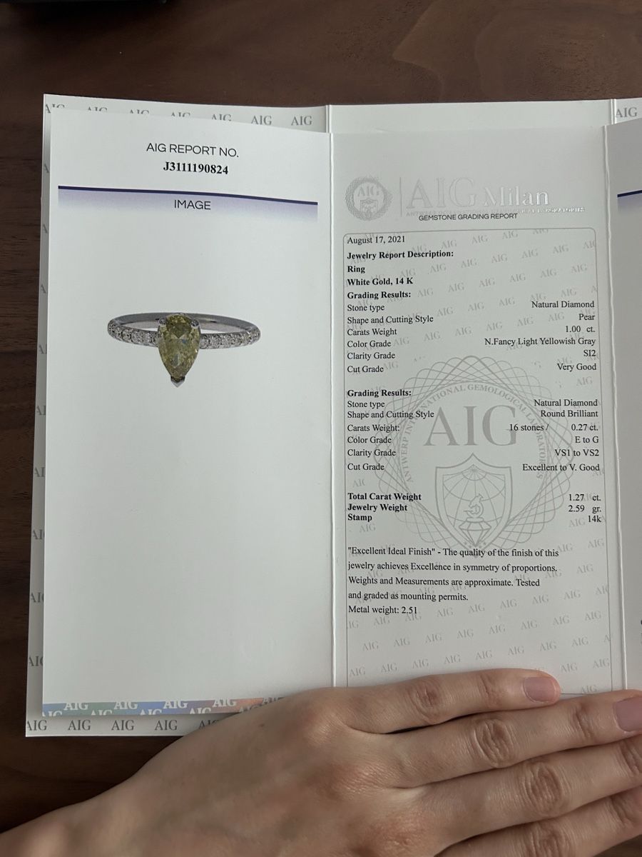 Ringe: Bague 1 carat diamant jaune-gris – Gebraucht aus Genève von Sarahchge 8