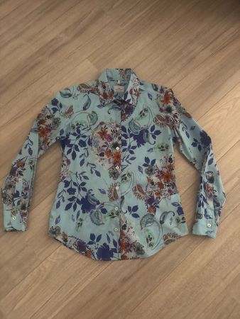 Bluse MISS BASTONCINO Gr. S hellblau mit Blumen