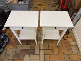 Zwei Nachttische weiss mit Schublade IKEA HEMNES