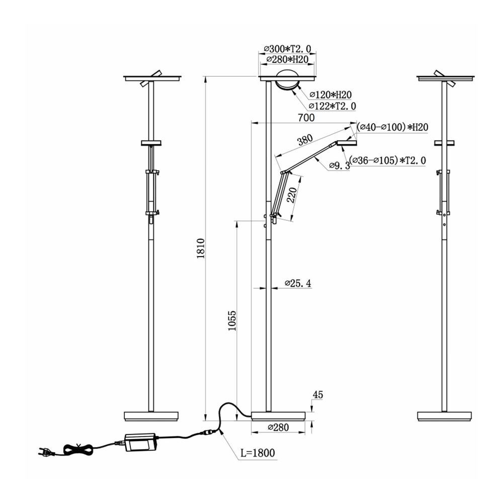 Lampade: LED Stehleuchte, Dimmer, 181 cm Höhe – Nuovo (secondo la descrizione) da Kreuzlingen venduto da Smart-Light 4
