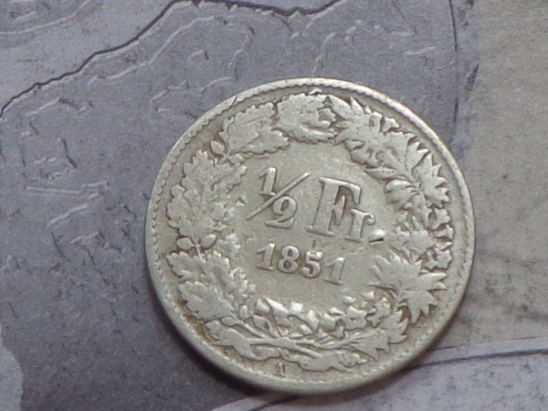 Tutti le monete: 1/2 Franc 1851 A - ((Date Rare)) – Usato da Pully venduto da UCA01