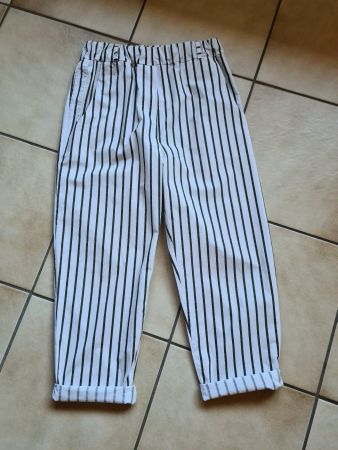 Pantalon coton rayé blanc/vert taille M