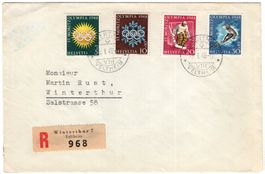 Chargé FDC der Olympischen Winterspiele in St. Moritz 1948