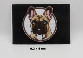 FRANZÖSISCHE BULLDOGGE - Stickerei - Klettverschluss 6,2x6cm