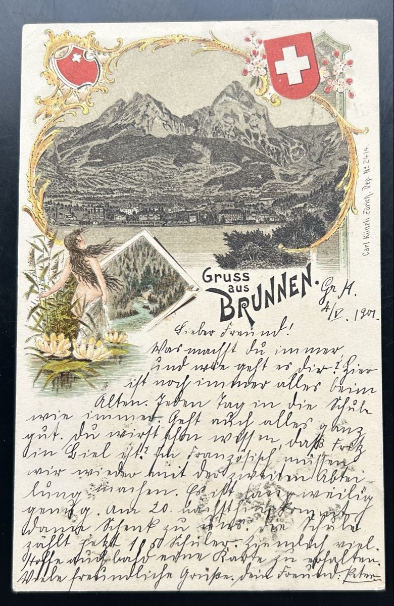 Cartoline postali: Gruss aus Brunnen Litho  – Usato da Horw venduto da Tellbub