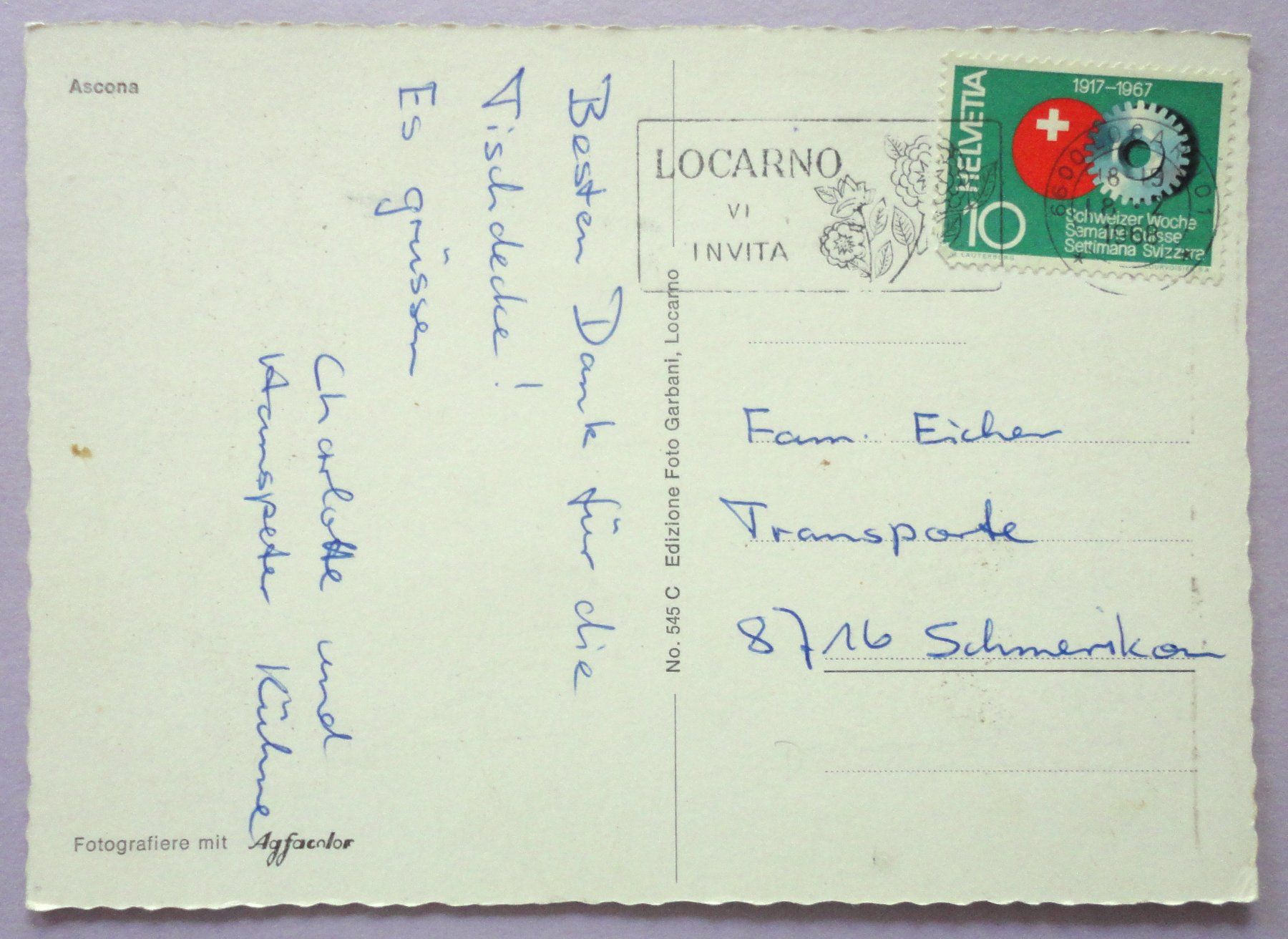 Cartes postales: Ascona – D'occasion à Fétigny par Billy2miny 1