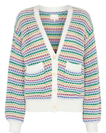 Weiss gestreifte Strickjacke von Nümph, Grösse XS