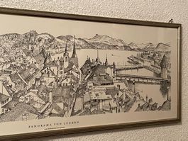 Panorama von Luzern - grossformatige Zeichnung (gerahmt)