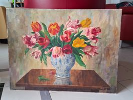 SEHR SCHÖNES TULPENBILD-OEL AUF LEINWAND